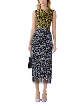 Carolina Herrera Carolina Herrera Embroidered Floral Sleeveless Midi Dress