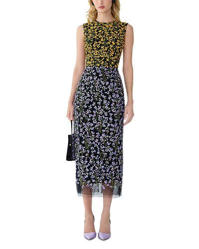 Carolina Herrera Carolina Herrera Embroidered Floral Sleeveless Midi Dress