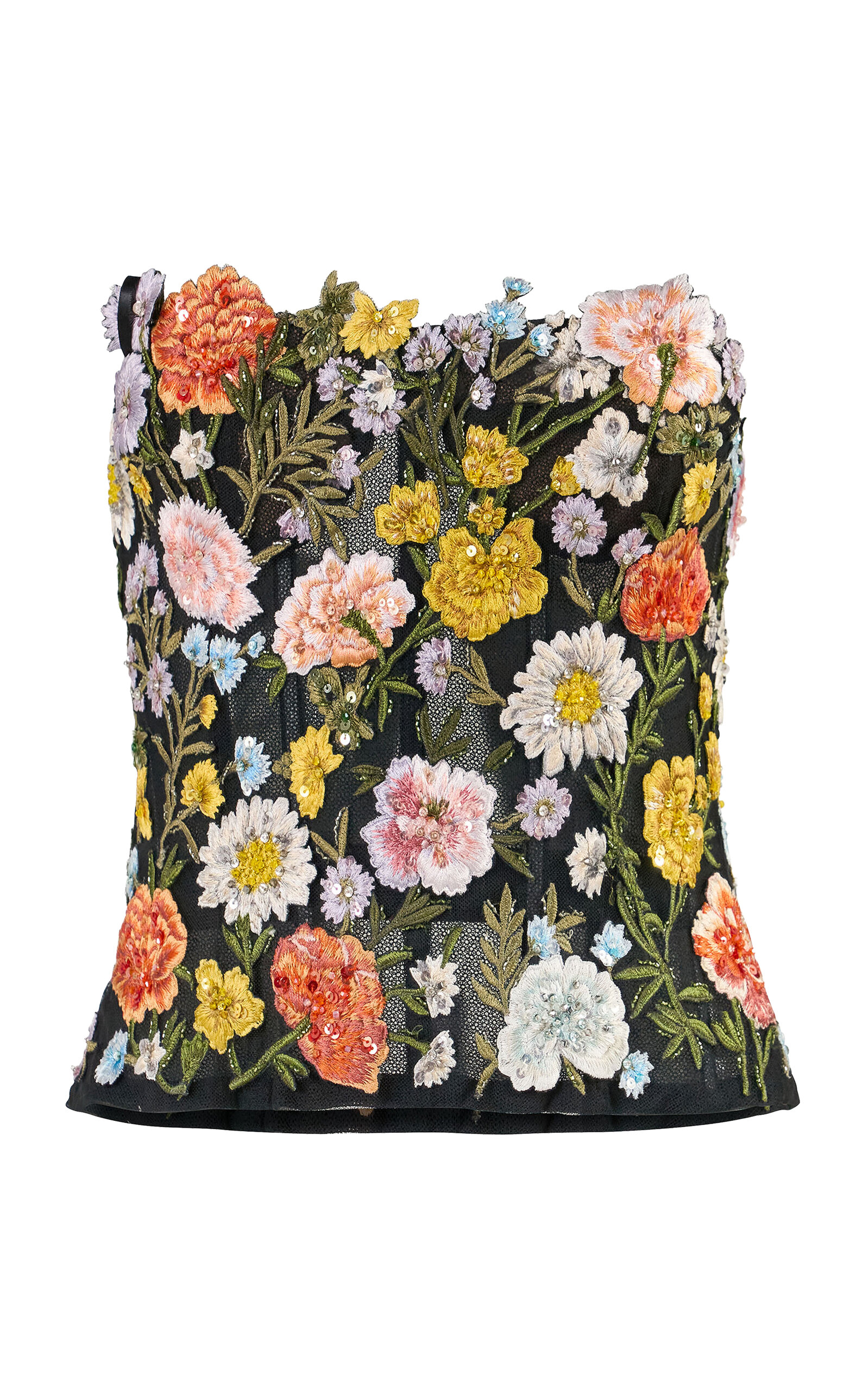 Carolina Herrera Carolina Herrera Embroidered Nylon Tulle Crop Top