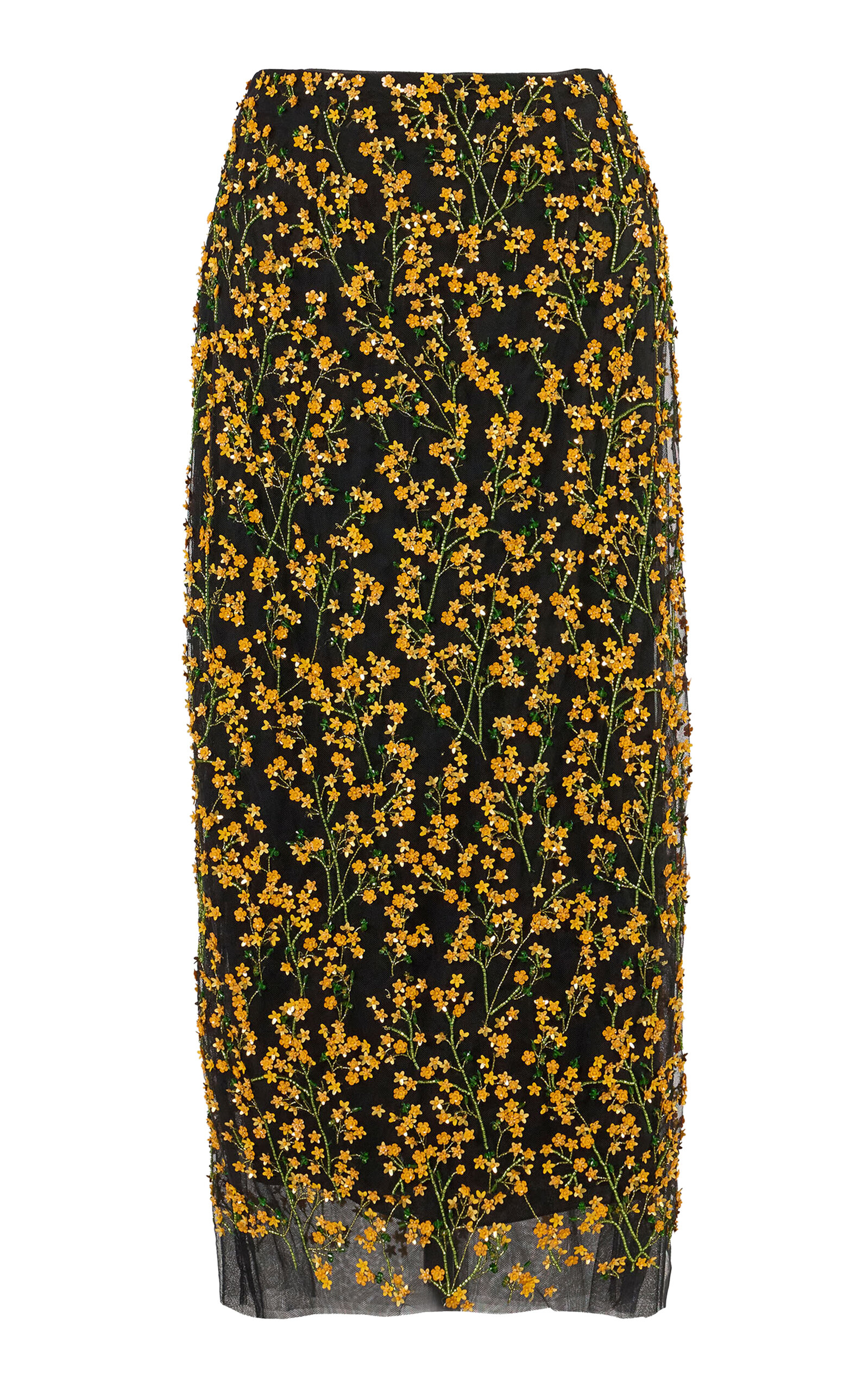 Carolina Herrera Carolina Herrera Embroidered Nylon Tulle Pencil Skirt