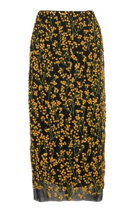 Carolina Herrera Carolina Herrera Embroidered Nylon Tulle Pencil Skirt