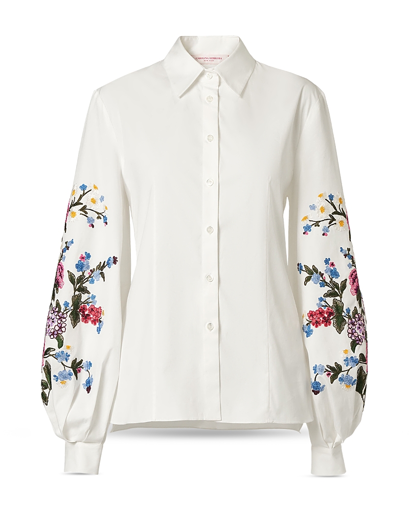 Carolina Herrera Carolina Herrera Embroidered Puff Sleeve Shirt