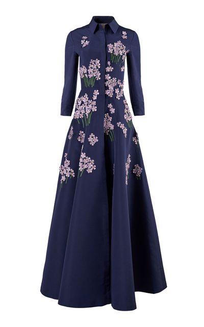 Carolina Herrera Carolina Herrera Embroidered Silk Faille Gown