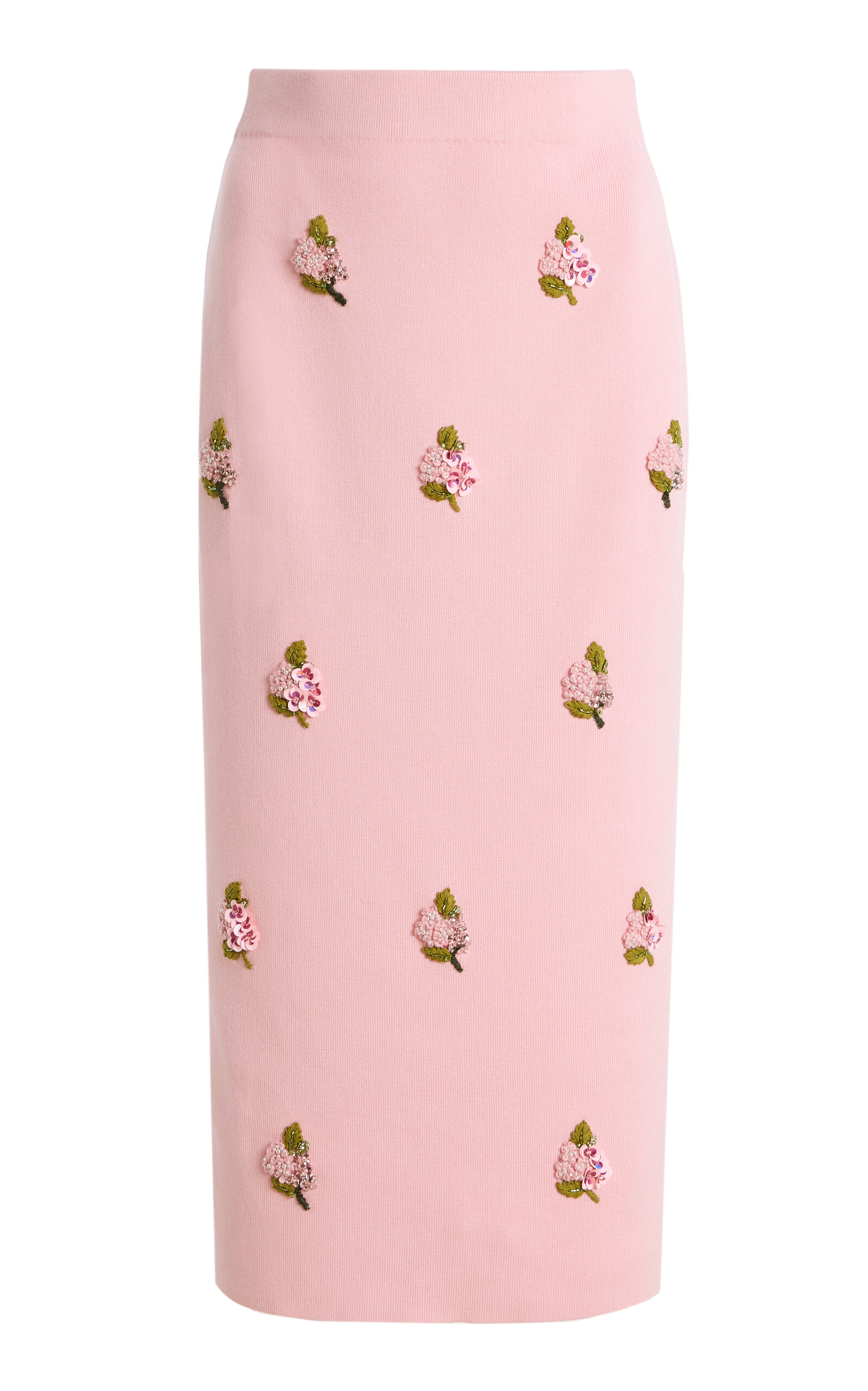 Carolina Herrera Carolina Herrera Embroidered SilkCotton Midi Pencil Skirt