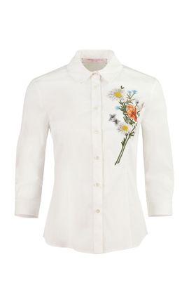 Carolina Herrera Carolina Herrera Embroidered Stretch Cotton Shirting Blouse