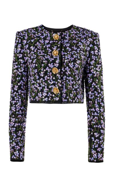Carolina Herrera Carolina Herrera Embroidered Stretch Fluid Crepe Jacket