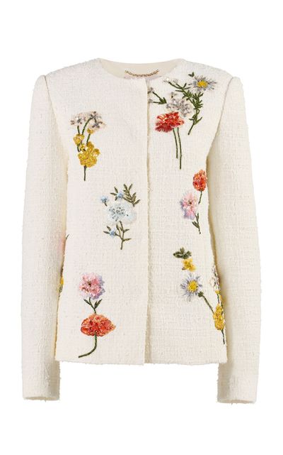 Carolina Herrera Carolina Herrera Embroidered Textured Tailoring Jacket