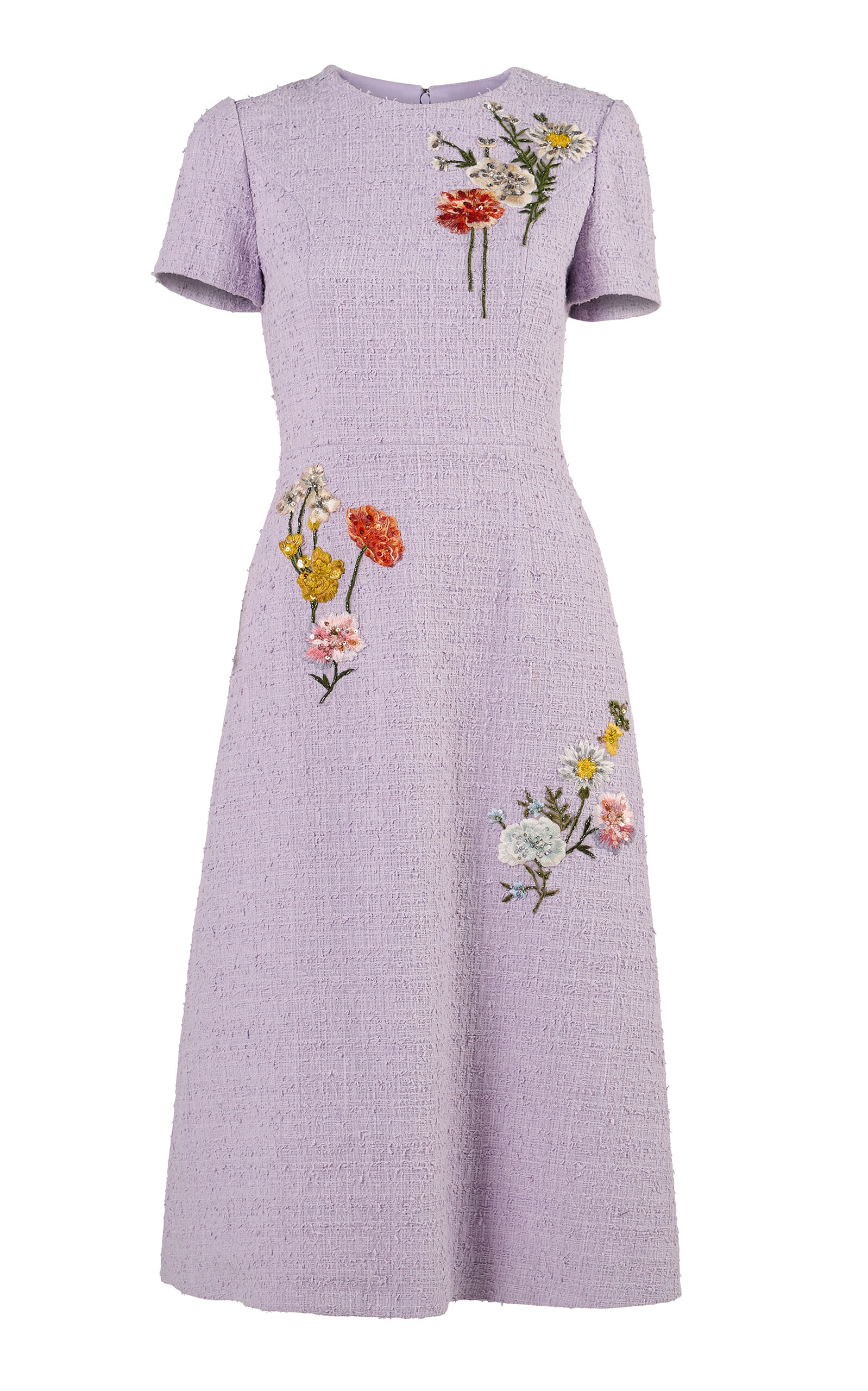 Carolina Herrera Carolina Herrera Embroidered Textured Tailoring MidLength Dress