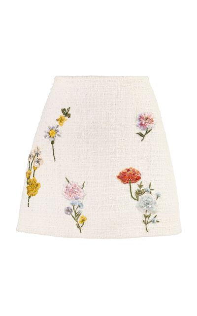 Carolina Herrera Carolina Herrera Embroidered Textured Tailoring Mini Skirt
