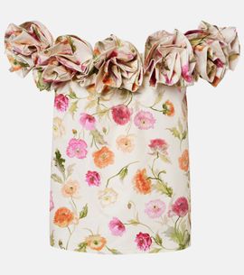 Carolina Herrera Carolina Herrera Floral-appliqué off-shoulder cotton-blend top