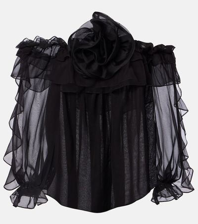 Carolina Herrera Carolina Herrera Floral-appliquÃ© silk tulle top