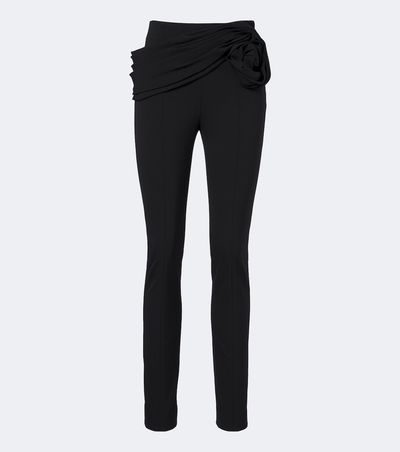 Carolina Herrera Carolina Herrera Floral-appliqué wool-blend leggings