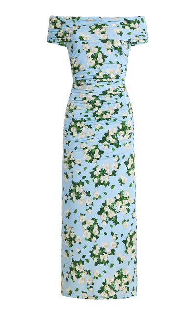 Carolina Herrera Carolina Herrera Floral Jersey Gathered Midi Dress
