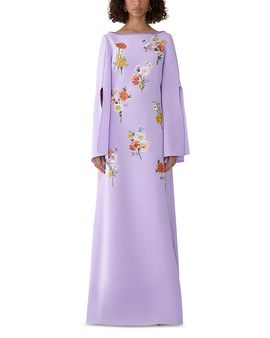 Carolina Herrera Carolina Herrera Floral Long Sleeve Caftan Gown