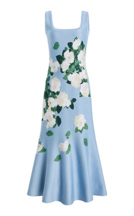 Carolina Herrera Carolina Herrera Floral Ruffled SilkBlend Midi Dress