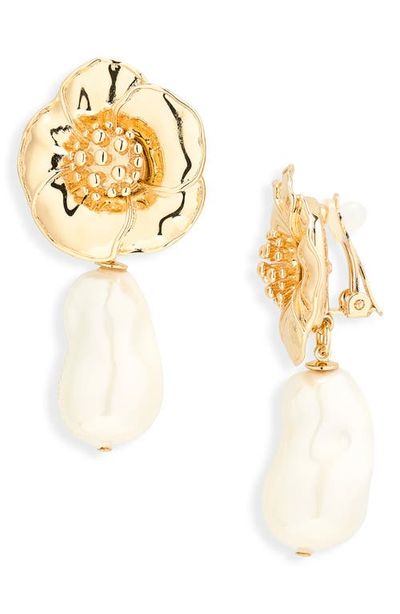 Carolina Herrera Carolina Herrera Flower & Faux Pearl Drop Earrings