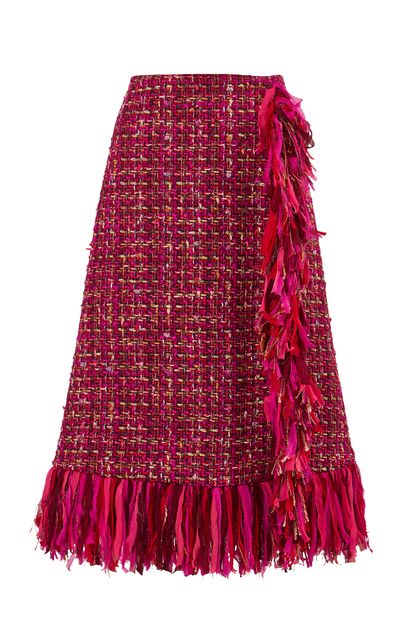 Carolina Herrera Carolina Herrera Fringed Multi Tweed ALine Skirt