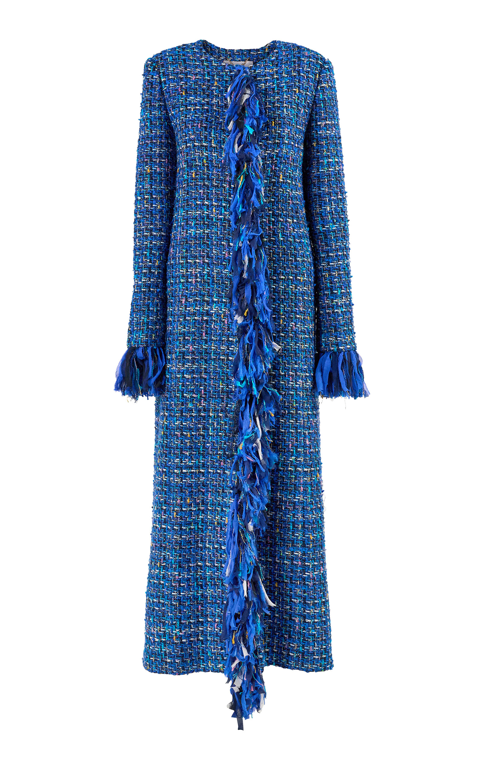 Carolina Herrera Carolina Herrera Fringed Multi Tweed Coat
