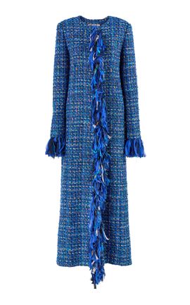 Carolina Herrera Carolina Herrera Fringed Multi Tweed Coat