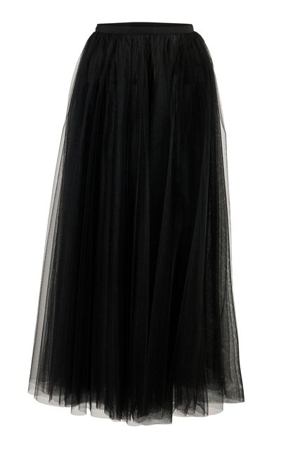 Carolina Herrera Carolina Herrera Gathered Nylon Tulle Midi Skirt