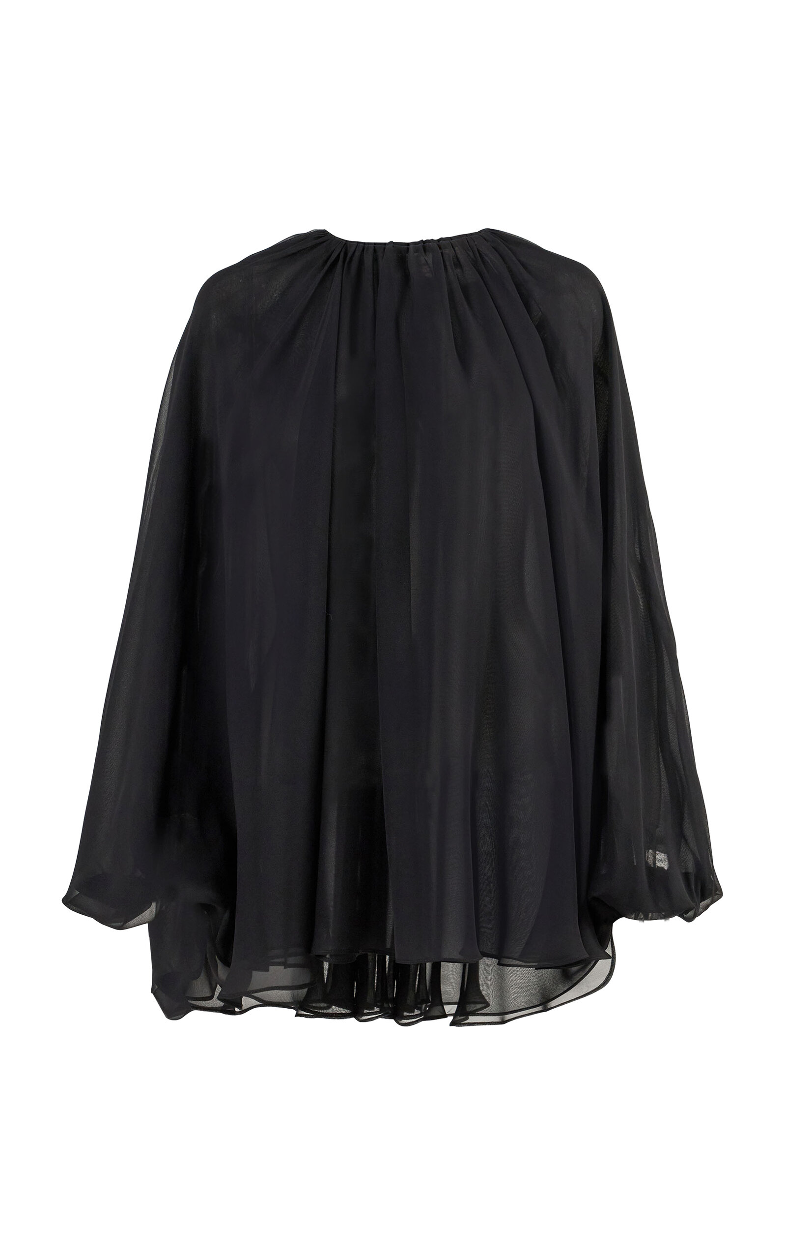 Carolina Herrera Carolina Herrera Gathered Silk Chiffon Cape Top