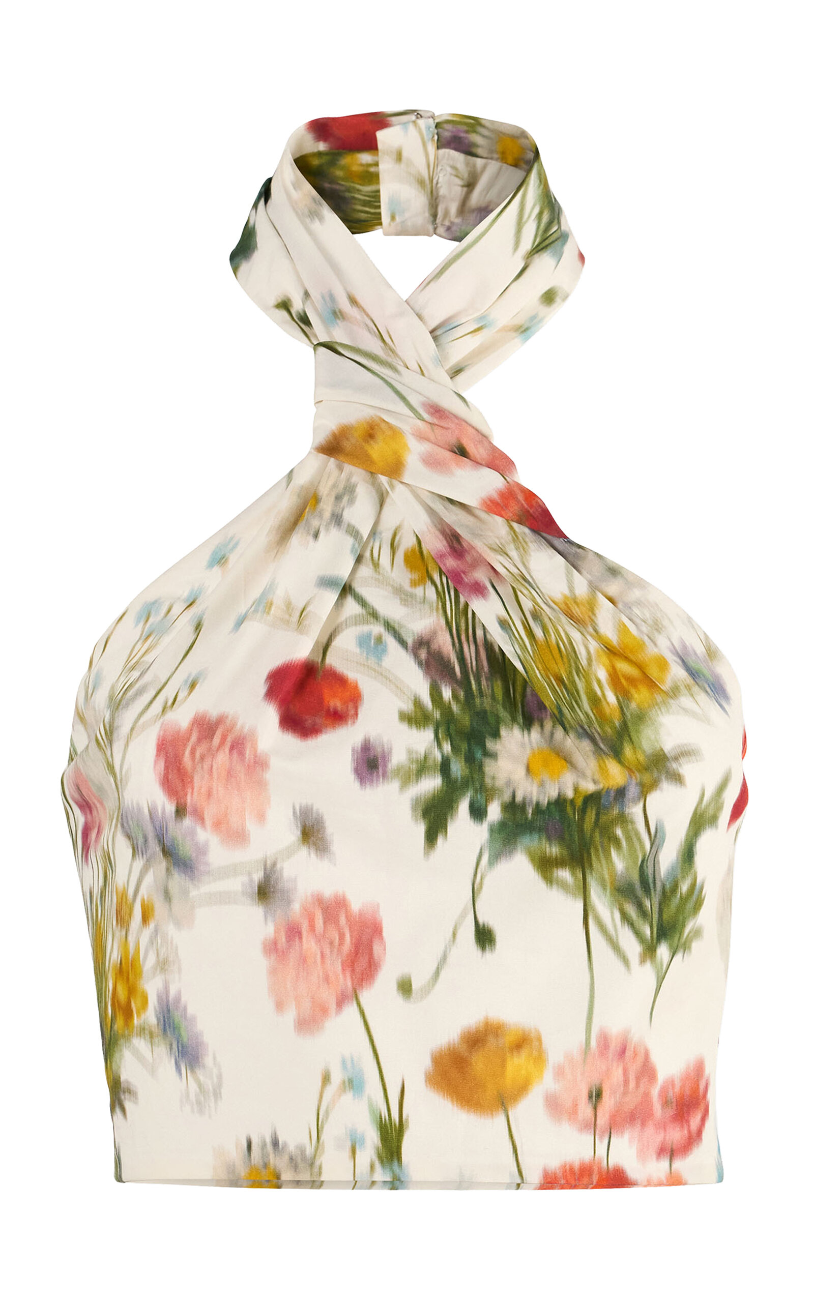 Carolina Herrera Carolina Herrera Halter Meadow Floral Cotton Top