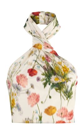 Carolina Herrera Carolina Herrera Halter Meadow Floral Cotton Top