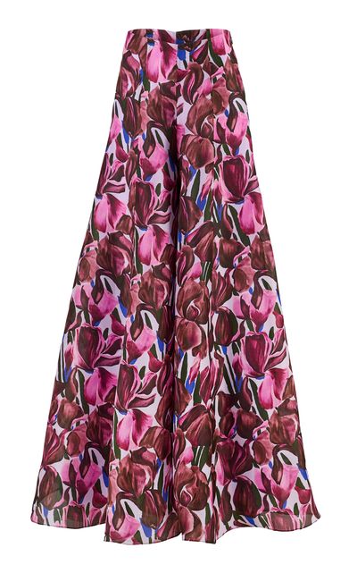 Carolina Herrera Carolina Herrera HighRise Iris Print Silk Gazar WideLeg Pants