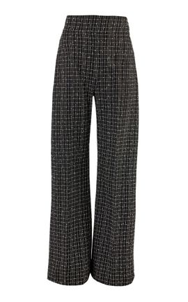 Carolina Herrera Carolina Herrera HighRise Slub Yarn Check Tailoring WideLeg Pants