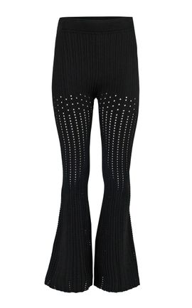 Carolina Herrera Carolina Herrera HighRise Viscose Pointelle Knit Flared Pants