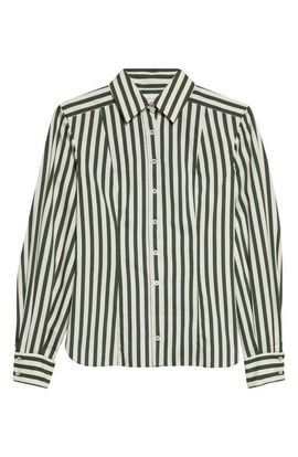 Carolina Herrera Carolina Herrera Isabella Stripe Cotton Blend Button-Up Shirt