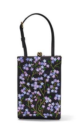Carolina Herrera Carolina Herrera Jacqueline Embroidered Satin Top Handle