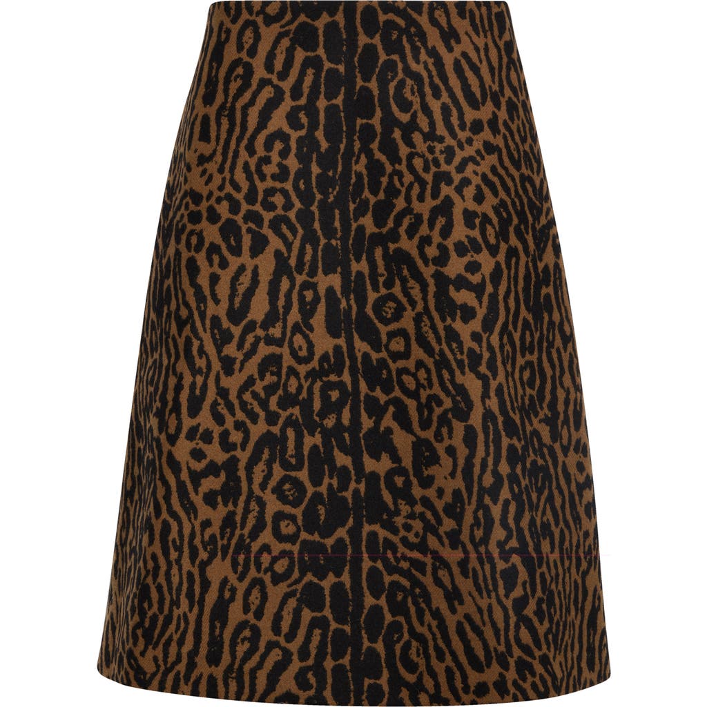 Carolina Herrera Carolina Herrera Leopard Wool Jacquard A-Line Skirt