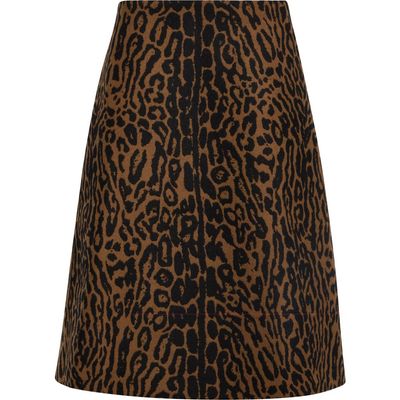 Carolina Herrera Carolina Herrera Leopard Wool Jacquard A-Line Skirt
