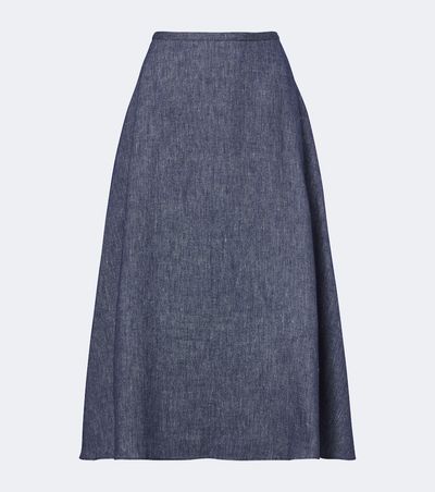 Carolina Herrera Carolina Herrera Linen, wool, and silk-blend midi skirt
