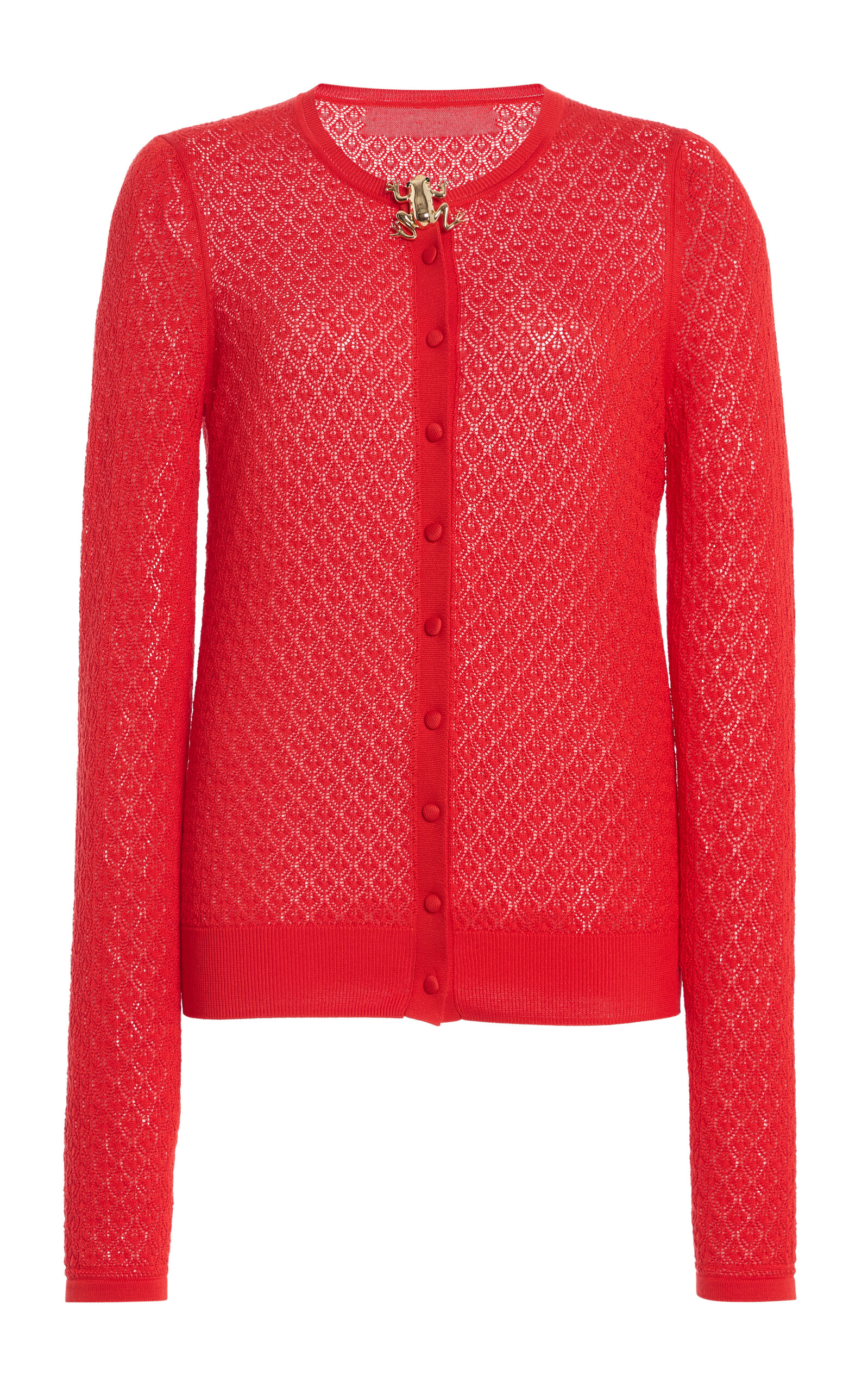 Carolina Herrera Carolina Herrera LongSleeve Pointelle Stitch Knit Cardigan