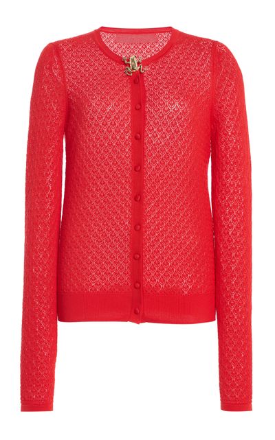 Carolina Herrera Carolina Herrera LongSleeve Pointelle Stitch Knit Cardigan