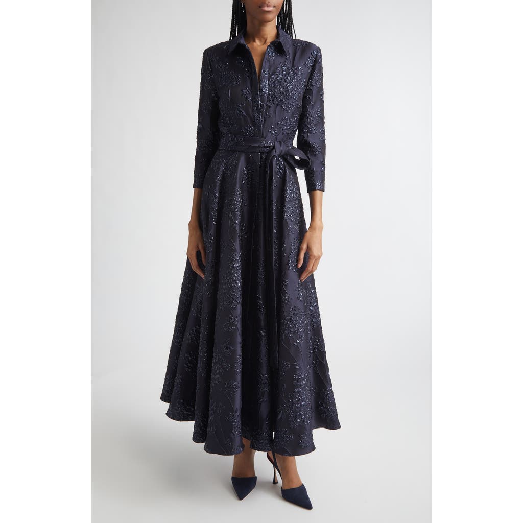 Carolina Herrera Carolina Herrera Metallic Floral Jacquard Trench Dress