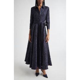 Carolina Herrera Carolina Herrera Metallic Floral Jacquard Trench Dress