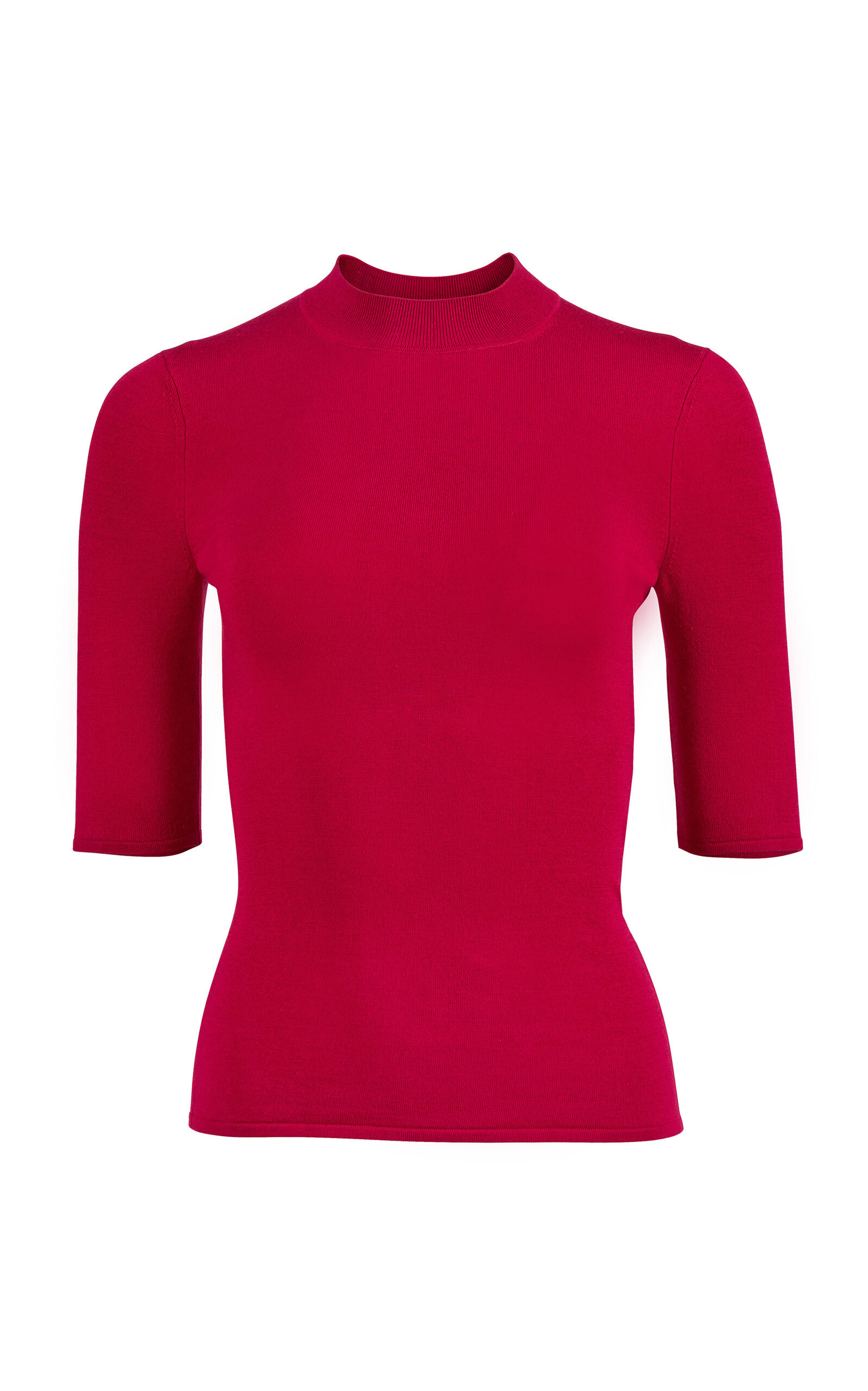 Carolina Herrera Carolina Herrera Mock Neck Fine Gauge Signature Silk Sweater