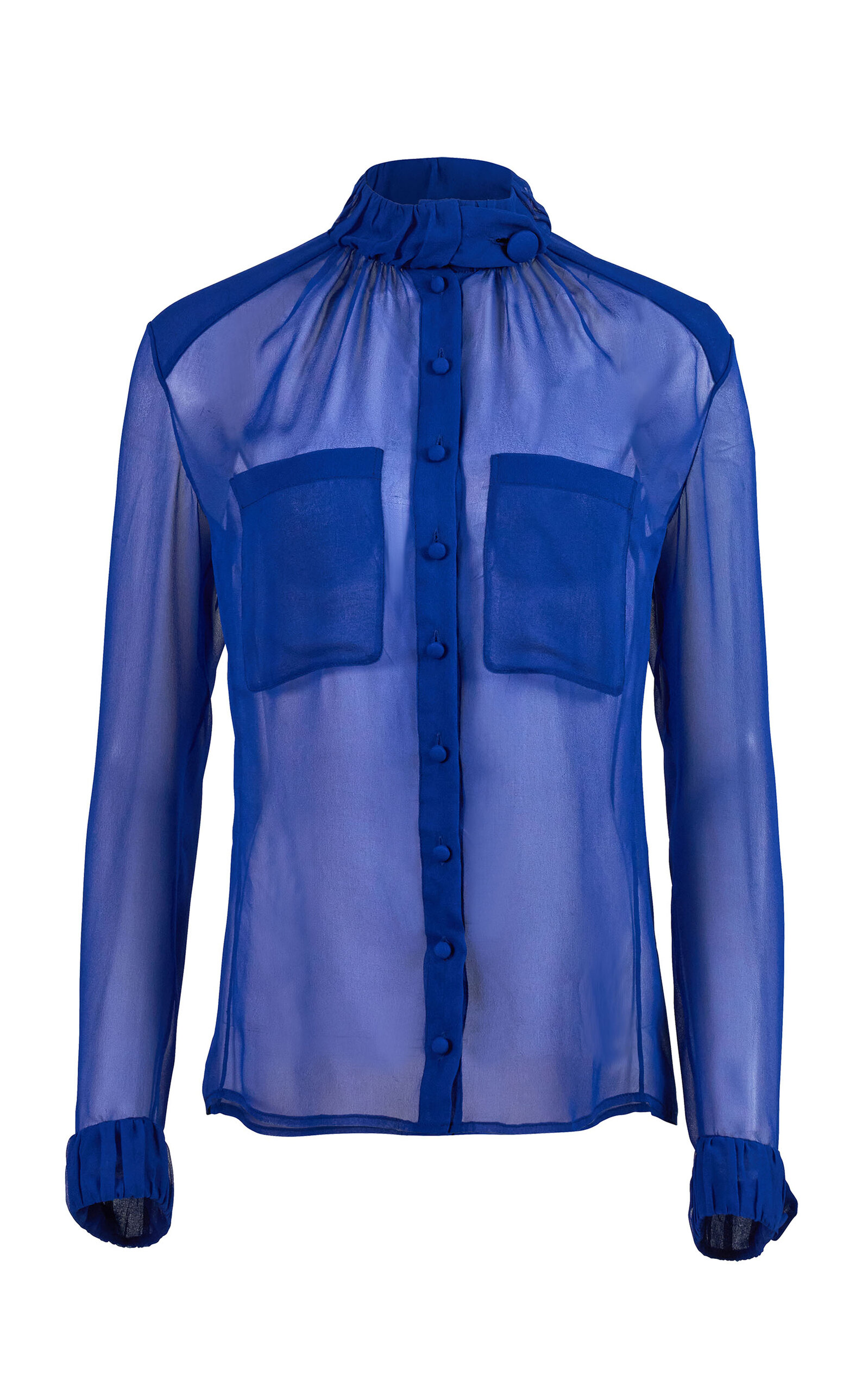 Carolina Herrera Carolina Herrera Mock Neck Silk Chiffon Top