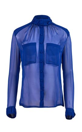 Carolina Herrera Carolina Herrera Mock Neck Silk Chiffon Top