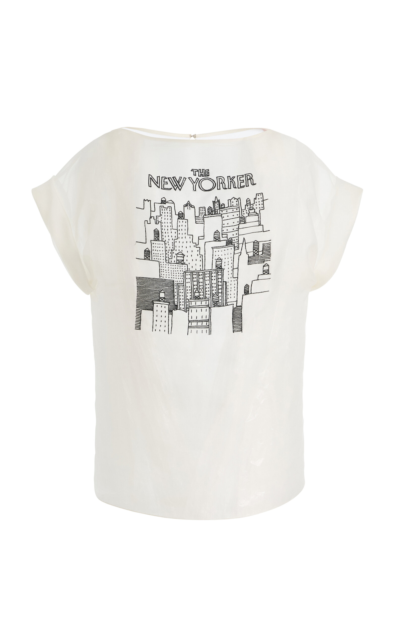 Carolina Herrera Carolina Herrera New Yorker Embroidered Crepe Silk Organza Top