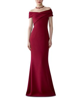 Carolina Herrera Carolina Herrera Off Shoulder Drape Neck Gown