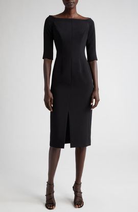 Carolina Herrera Carolina Herrera Off the Shoulder Crepe Sheath Dress
