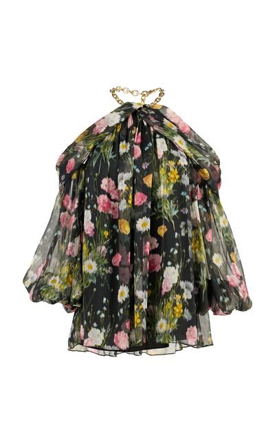 Carolina Herrera Carolina Herrera OffTheShoulder Meadow Floral Crinkle Top