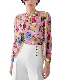 Carolina Herrera Carolina Herrera Printed Long Sleeve Crewneck Cardigan