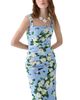 Carolina Herrera Carolina Herrera Printed Thick Strap Draped Midi Dress - 3