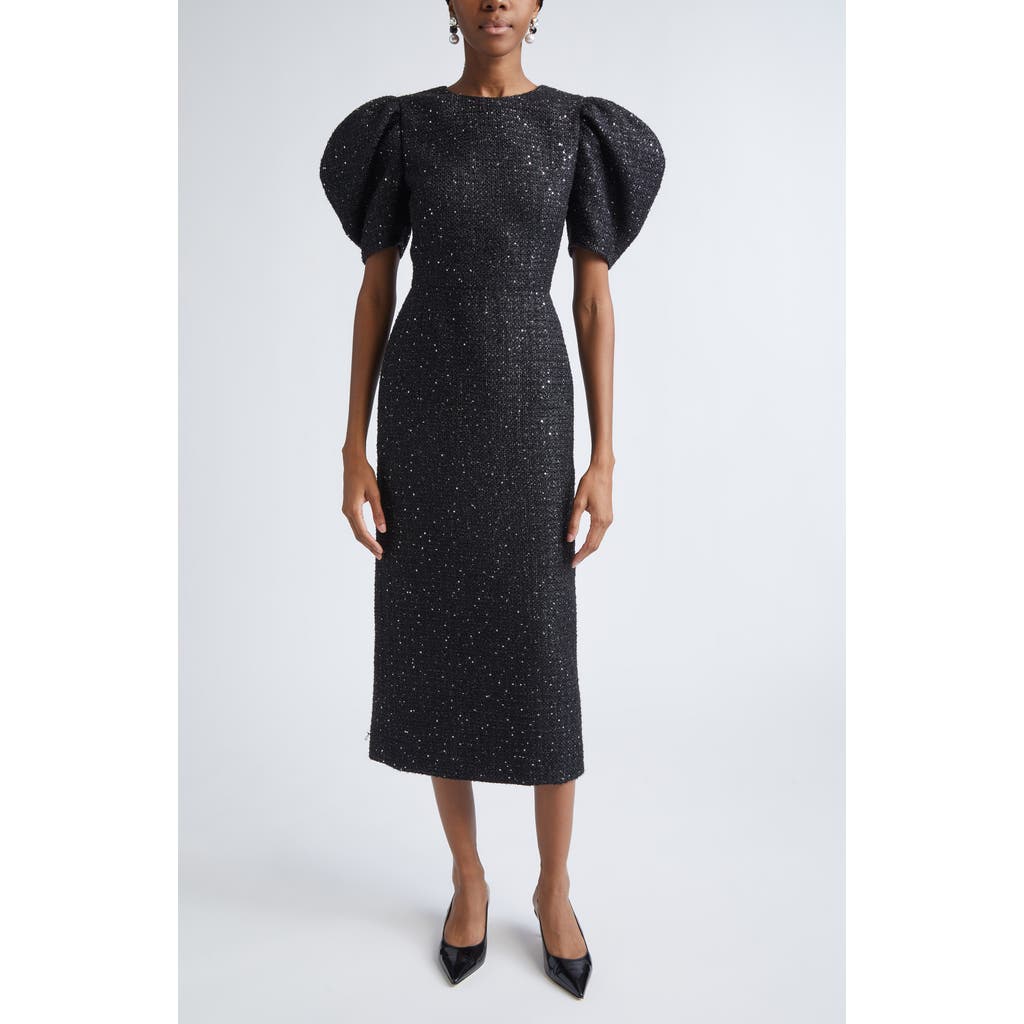 Carolina Herrera Carolina Herrera Puff Sleeve Metallic Tweed Sheath Dress