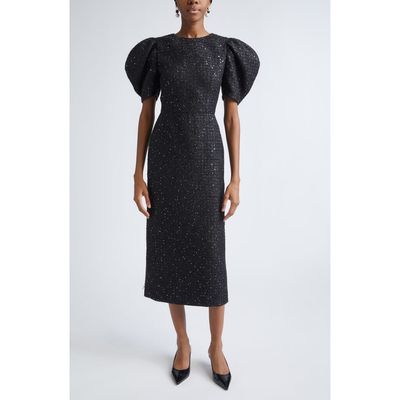 Carolina Herrera Carolina Herrera Puff Sleeve Metallic Tweed Sheath Dress